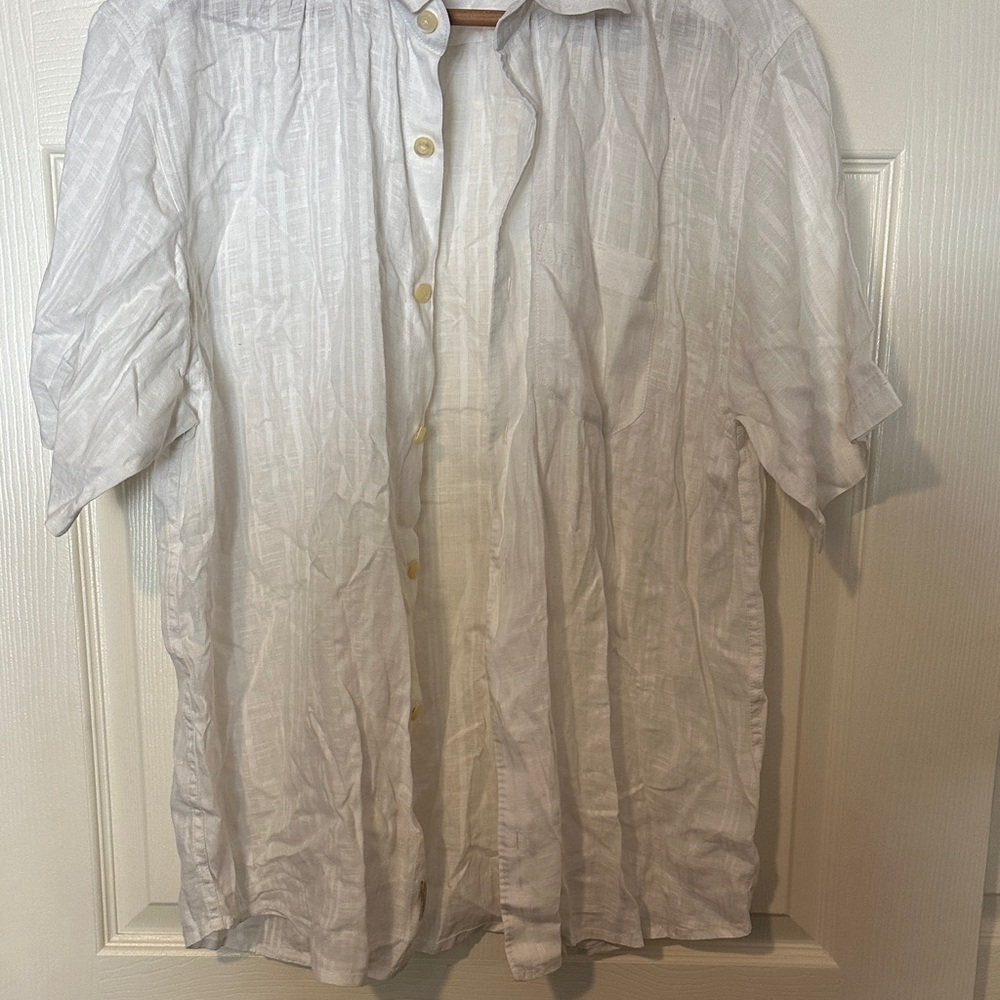 100 % linen Tommy Bahama Cream Textured Shirt - Picture 7 of 11